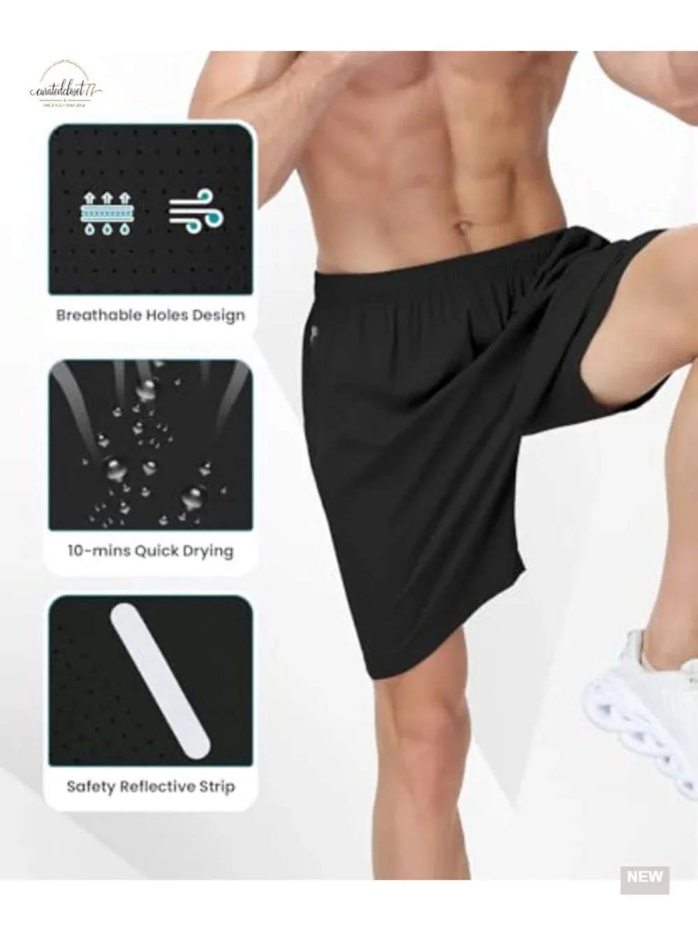 Men's Athletic Gym Shorts 7 Inch Quick Dry with Zipper Pockets